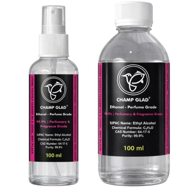 CHAMP GLAD Ethanol – Perfume Grade 99.9% Pure | High-Purity Ethyl Alcohol for Perfumery, Fragrance Making & Aroma Applications | Fast Evaporating | 100 ml x 2 (Pack of 2)